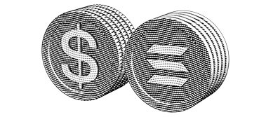 US dollar and Solana coins